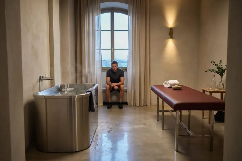 Hotel recovery room prepared for a football squad between matches